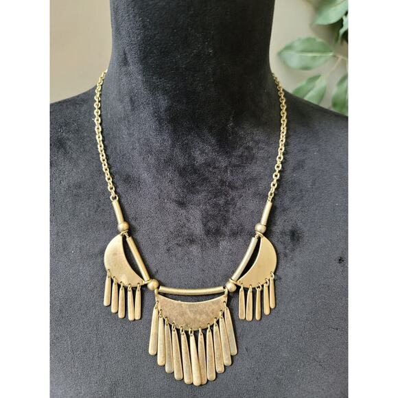 Women's Gold Statement Necklace Chunky Geometric Choker Lobster Clasp Pendant - Picture 1 of 6